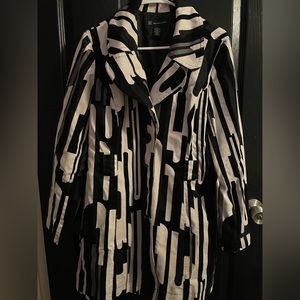 INC international concepts black and white belted trench coat